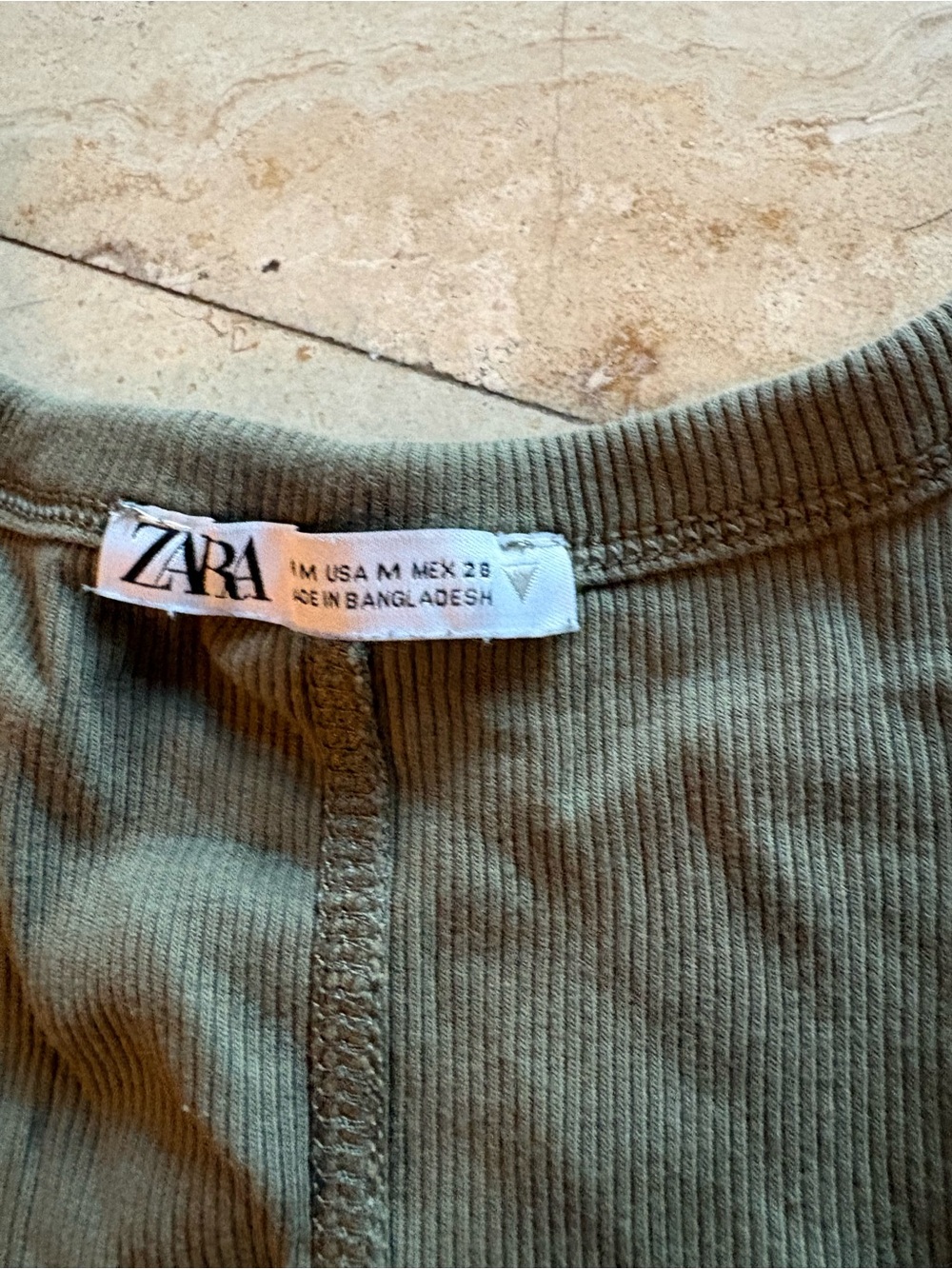 Zara Olive Green Ribbed Racerback Tank - Picture 2 of 4